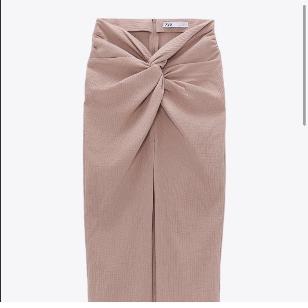 ZARA Textured Knotted Midi Skirt XS